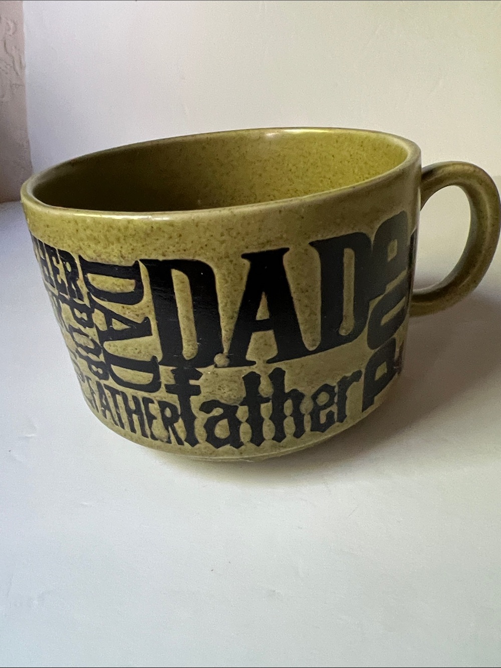 Olive Green Ceramic 'Father' Graphic Mug